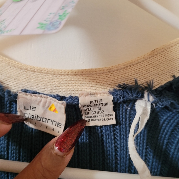 95. Vintage Liz Claiborne cardigan oversized  sz S - Picture 3 of 4
